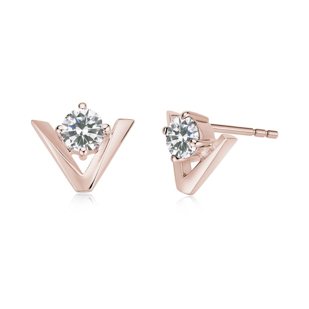 Minimalist V Shaped Amethyst Stud Earrings - LUO Jewelry #gemstone_Cubic Zirconia
