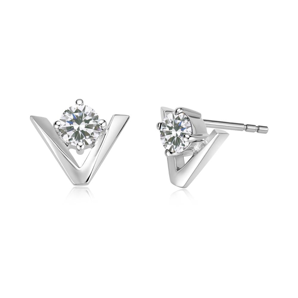 Minimalist V Shaped Amethyst Stud Earrings - LUO Jewelry #gemstone_Cubic Zirconia