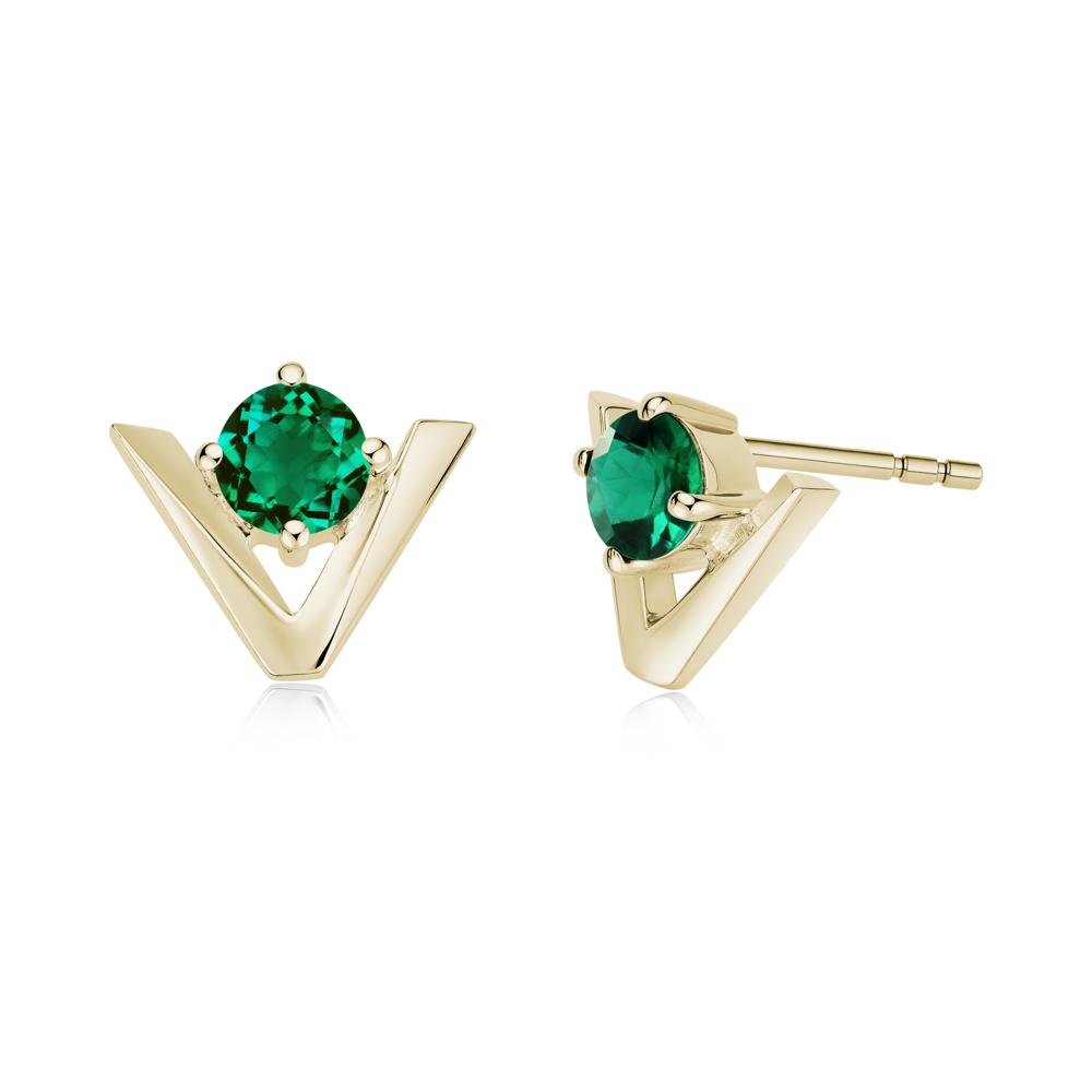 Minimalist V Shaped Amethyst Stud Earrings - LUO Jewelry #gemstone_Emerald