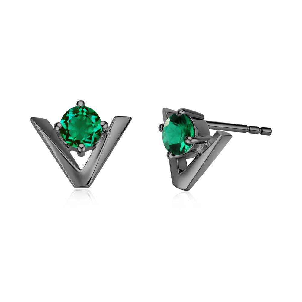 Minimalist V Shaped Amethyst Stud Earrings - LUO Jewelry #gemstone_Emerald
