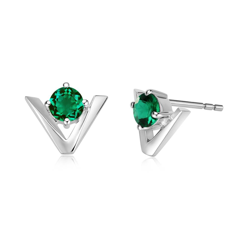 Minimalist V Shaped Amethyst Stud Earrings - LUO Jewelry #gemstone_Emerald