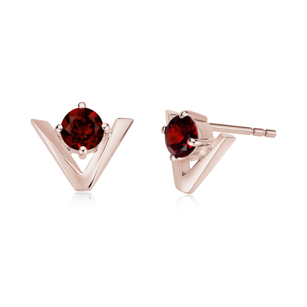 Minimalist V Shaped Amethyst Stud Earrings - LUO Jewelry #gemstone_Garnet
