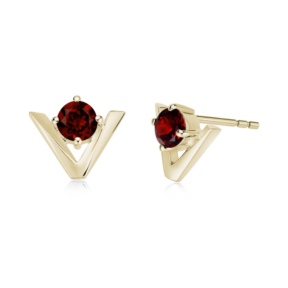 Minimalist V Shaped Amethyst Stud Earrings - LUO Jewelry #gemstone_Garnet