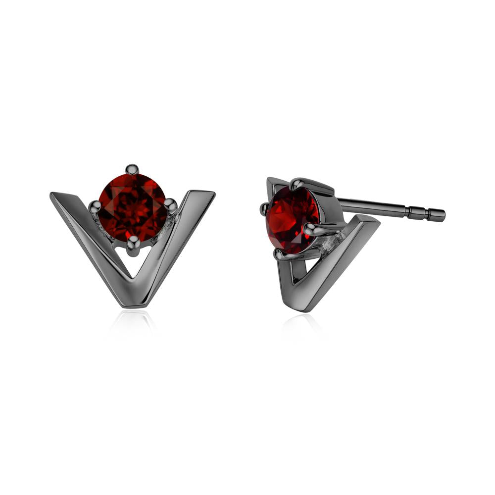 Minimalist V Shaped Amethyst Stud Earrings - LUO Jewelry #gemstone_Garnet