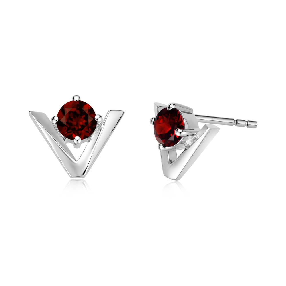 Minimalist V Shaped Amethyst Stud Earrings - LUO Jewelry #gemstone_Garnet