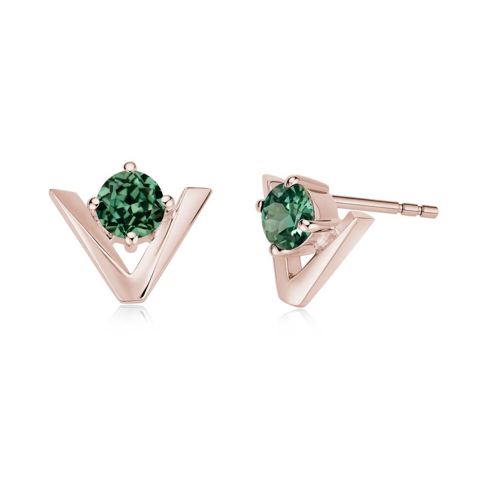 Minimalist V Shaped Amethyst Stud Earrings - LUO Jewelry #gemstone_Green Sapphire