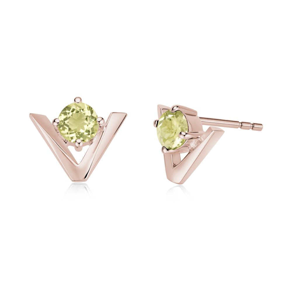 Minimalist V Shaped Amethyst Stud Earrings - LUO Jewelry #gemstone_Lemon Quartz