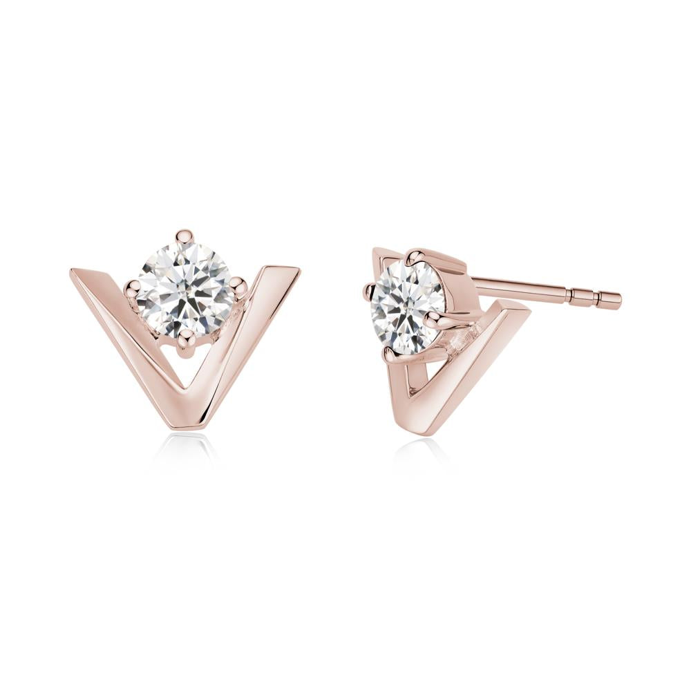 Minimalist V Shaped Amethyst Stud Earrings - LUO Jewelry #gemstone_Moissanite