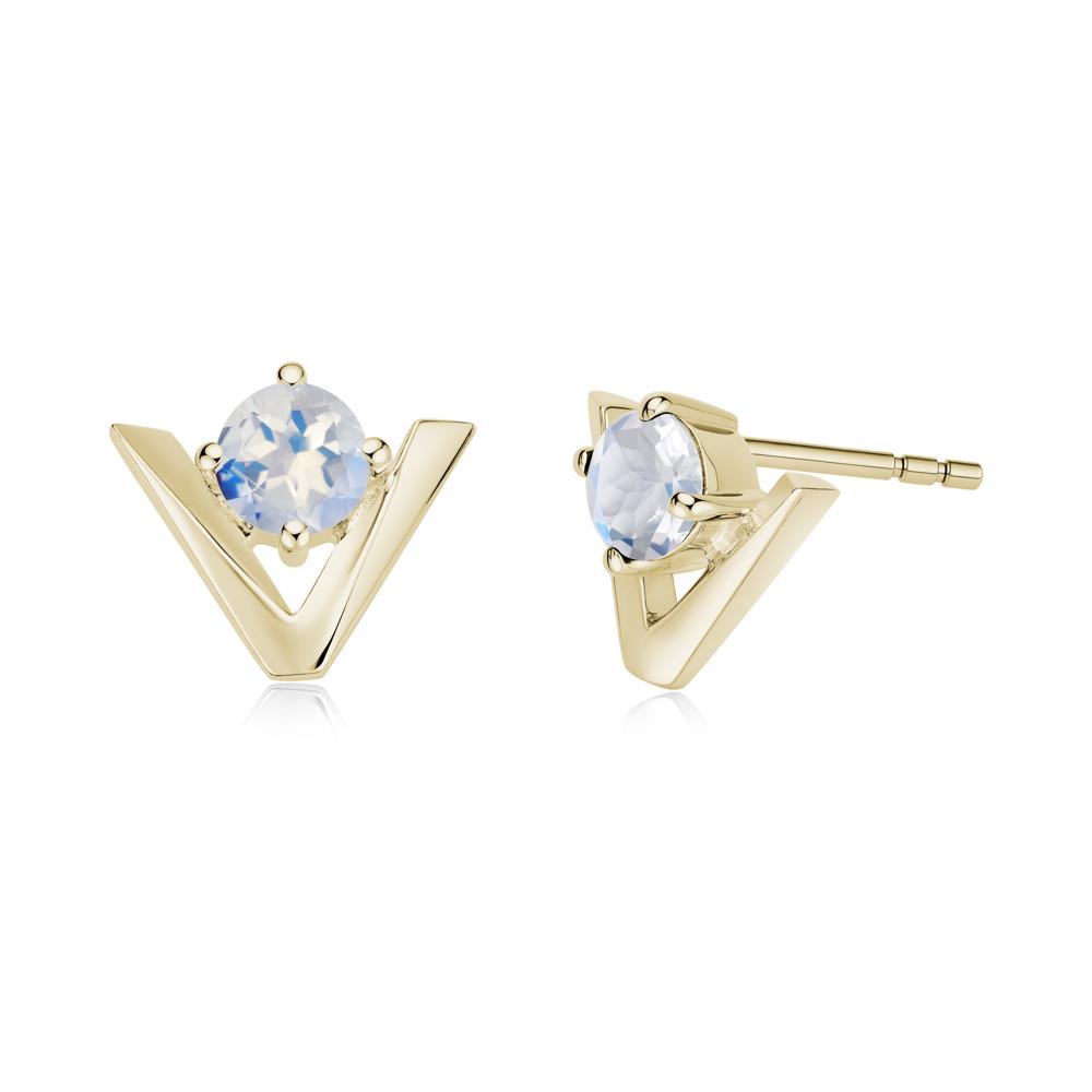 Minimalist V Shaped Amethyst Stud Earrings - LUO Jewelry #gemstone_Moonstone