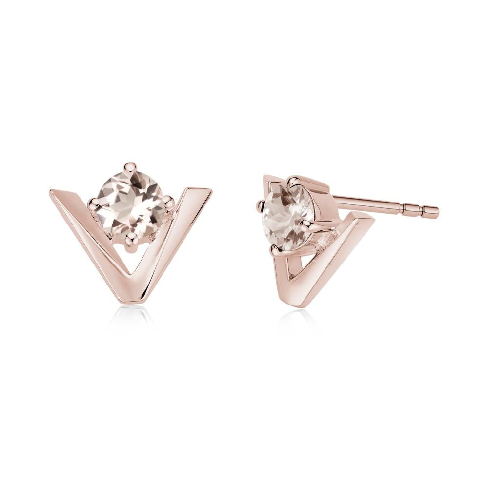 Minimalist V Shaped Amethyst Stud Earrings - LUO Jewelry #gemstone_Morganite