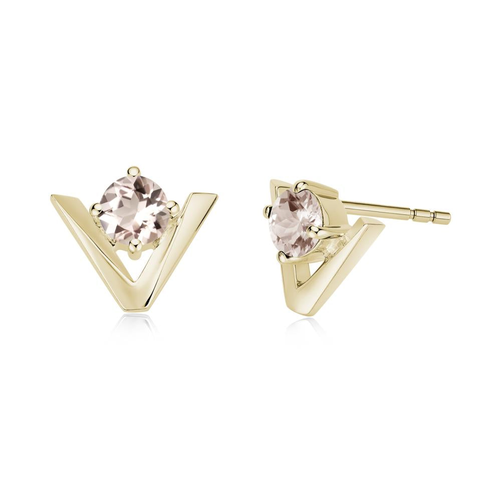 Minimalist V Shaped Amethyst Stud Earrings - LUO Jewelry #gemstone_Morganite