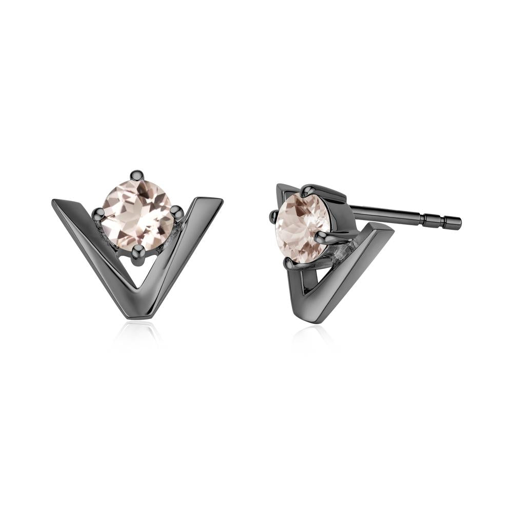 Minimalist V Shaped Amethyst Stud Earrings - LUO Jewelry #gemstone_Morganite
