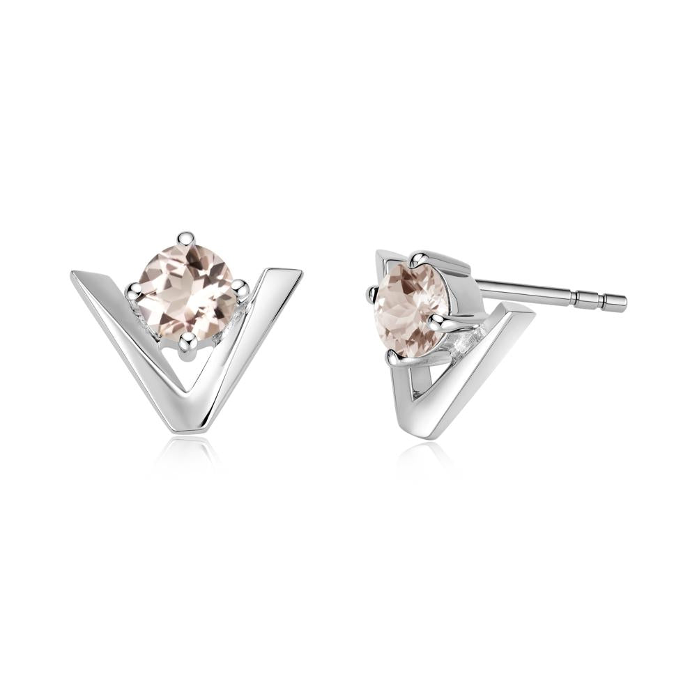 Minimalist V Shaped Amethyst Stud Earrings - LUO Jewelry #gemstone_Morganite