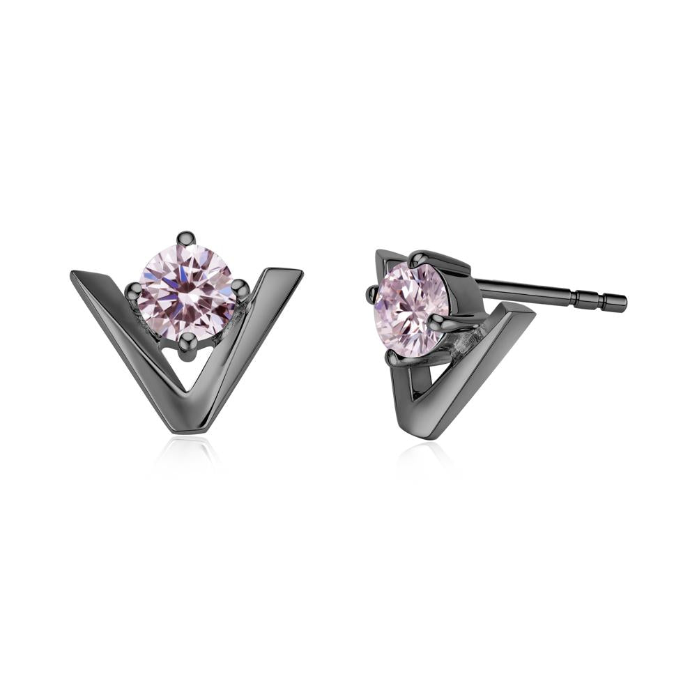 Minimalist V Shaped Amethyst Stud Earrings - LUO Jewelry #gemstone_Pink Cubic Zirconia