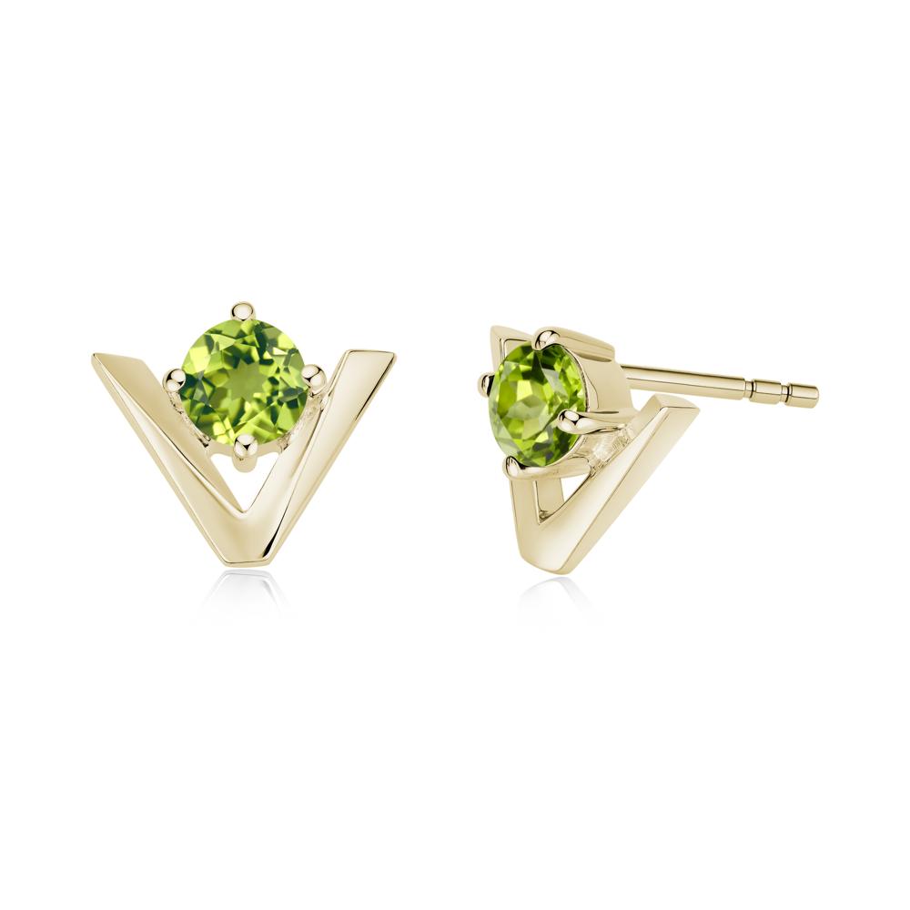Minimalist V Shaped Amethyst Stud Earrings - LUO Jewelry #gemstone_Peridot