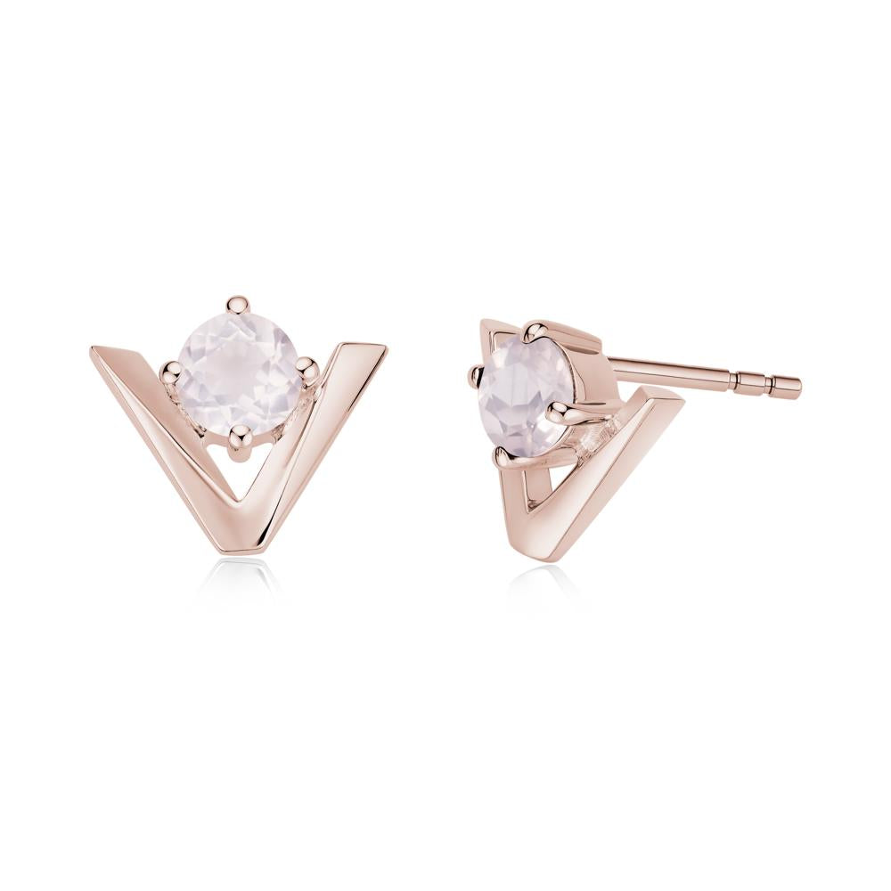 Minimalist V Shaped Amethyst Stud Earrings - LUO Jewelry #gemstone_Rose Quartz