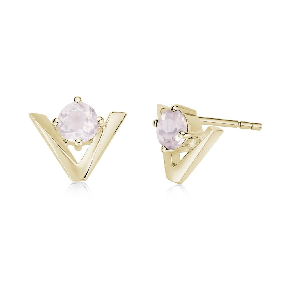 Minimalist V Shaped Amethyst Stud Earrings - LUO Jewelry #gemstone_Rose Quartz