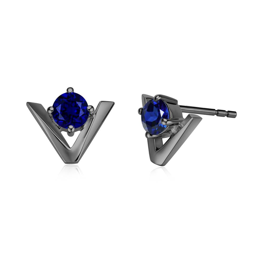 Minimalist V Shaped Amethyst Stud Earrings - LUO Jewelry #gemstone_Sapphire