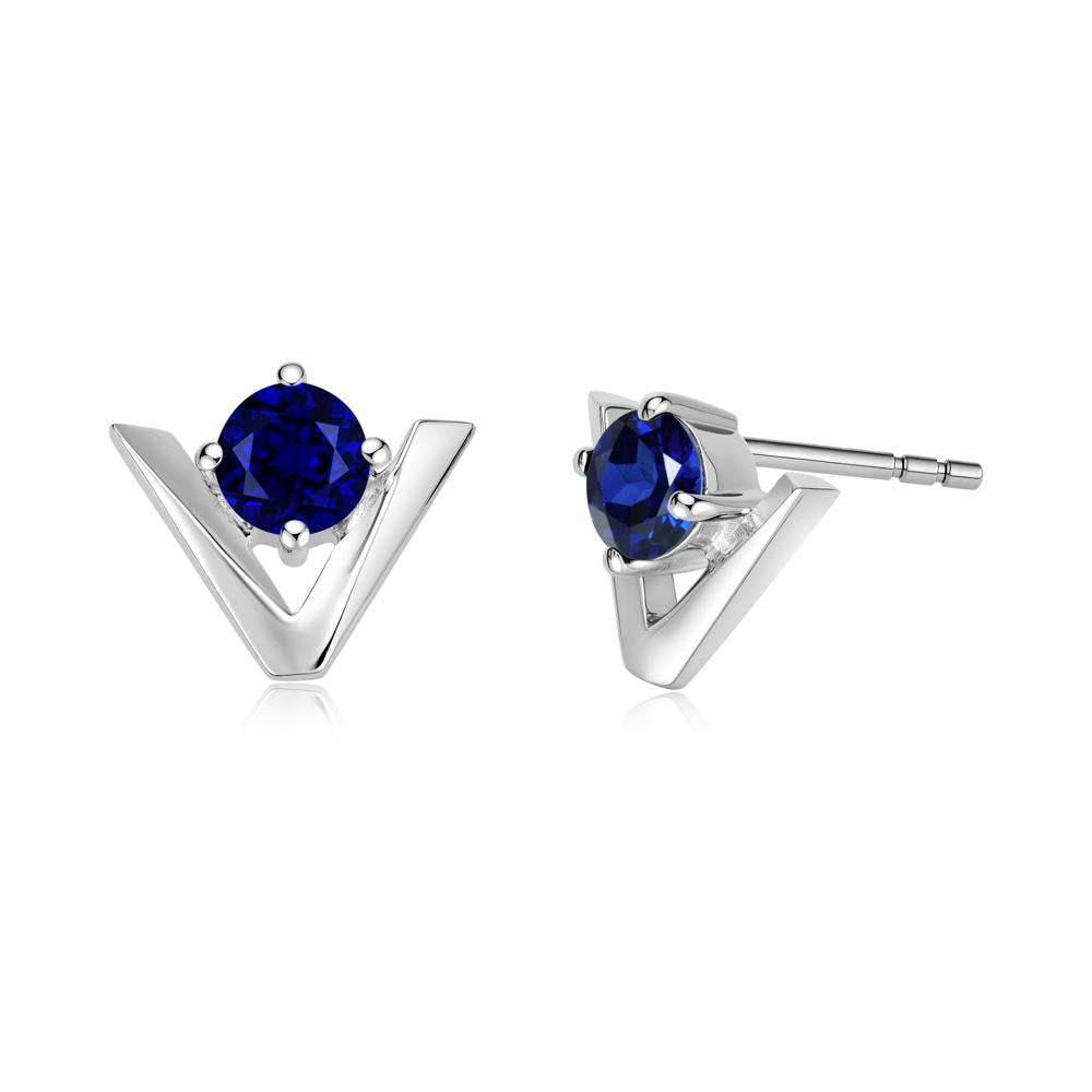 Minimalist V Shaped Amethyst Stud Earrings - LUO Jewelry #gemstone_Sapphire