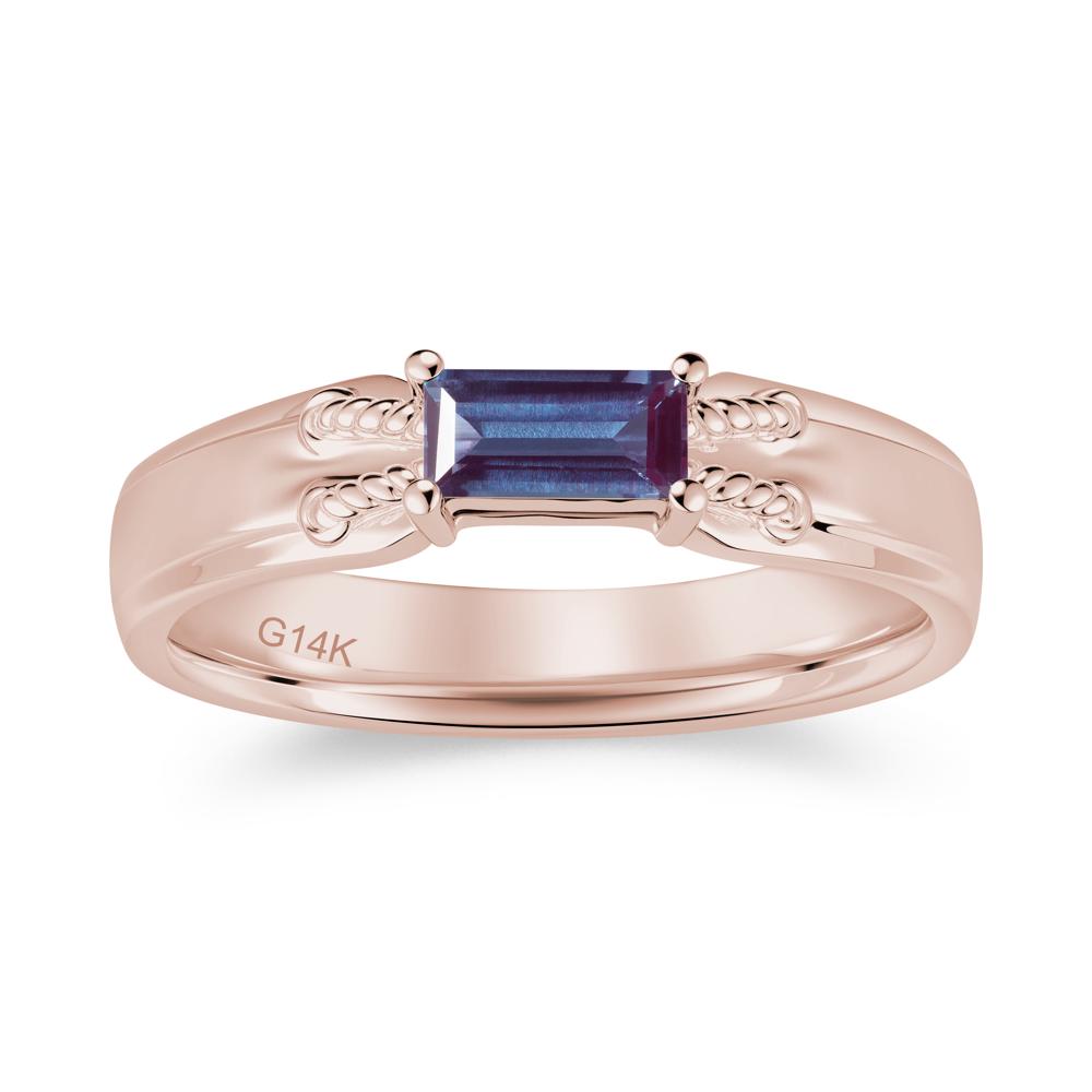 Vintage East West Baguette Cut London Blue Topaz Ring - LUO Jewelry #gemstone_Alexandrite