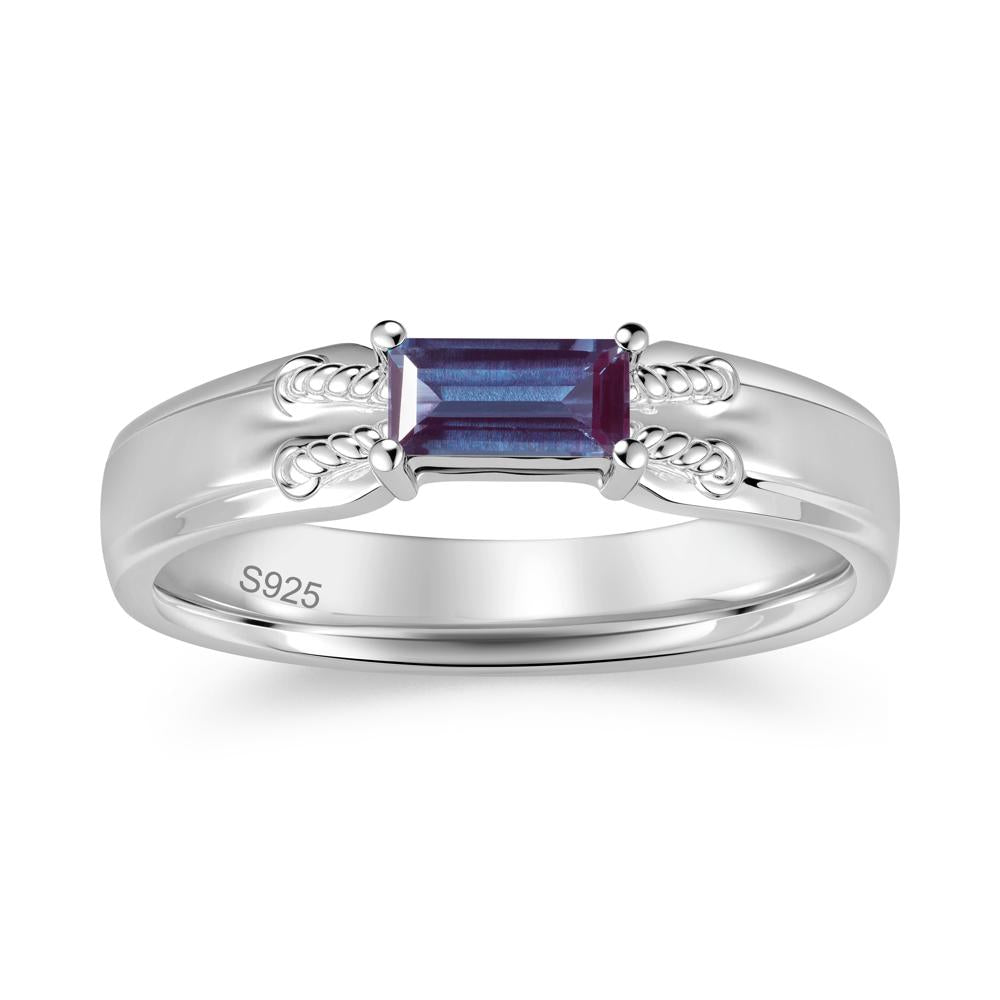 Vintage East West Baguette Cut London Blue Topaz Ring - LUO Jewelry #gemstone_Alexandrite