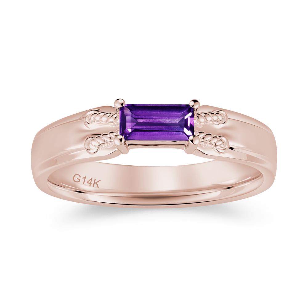 Vintage East West Baguette Cut London Blue Topaz Ring - LUO Jewelry #gemstone_Amethyst