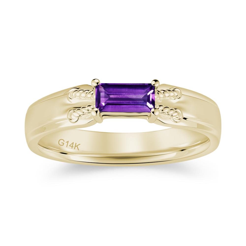 Vintage East West Baguette Cut London Blue Topaz Ring - LUO Jewelry #gemstone_Amethyst