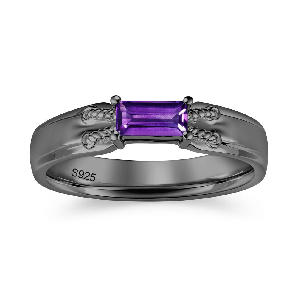 Vintage East West Baguette Cut London Blue Topaz Ring - LUO Jewelry #gemstone_Amethyst