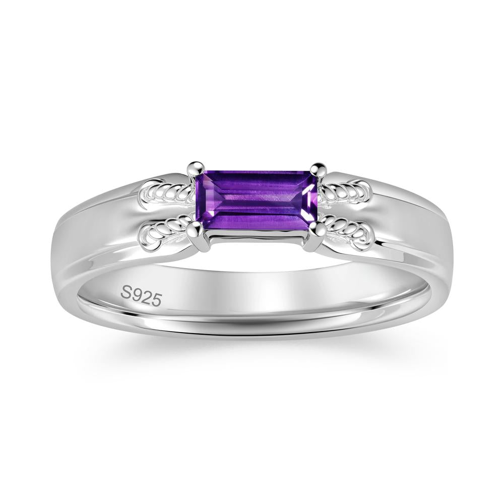Vintage East West Baguette Cut London Blue Topaz Ring - LUO Jewelry #gemstone_Amethyst