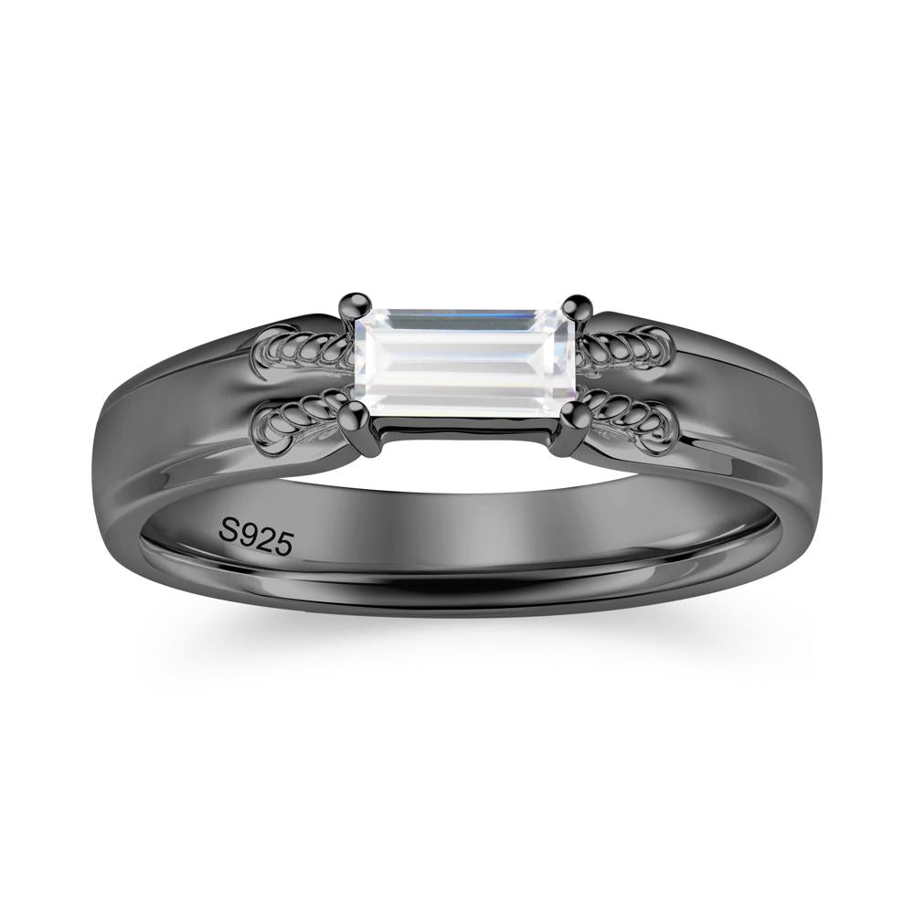 Vintage East West Baguette Cut London Blue Topaz Ring - LUO Jewelry #gemstone_Cubic Zirconia