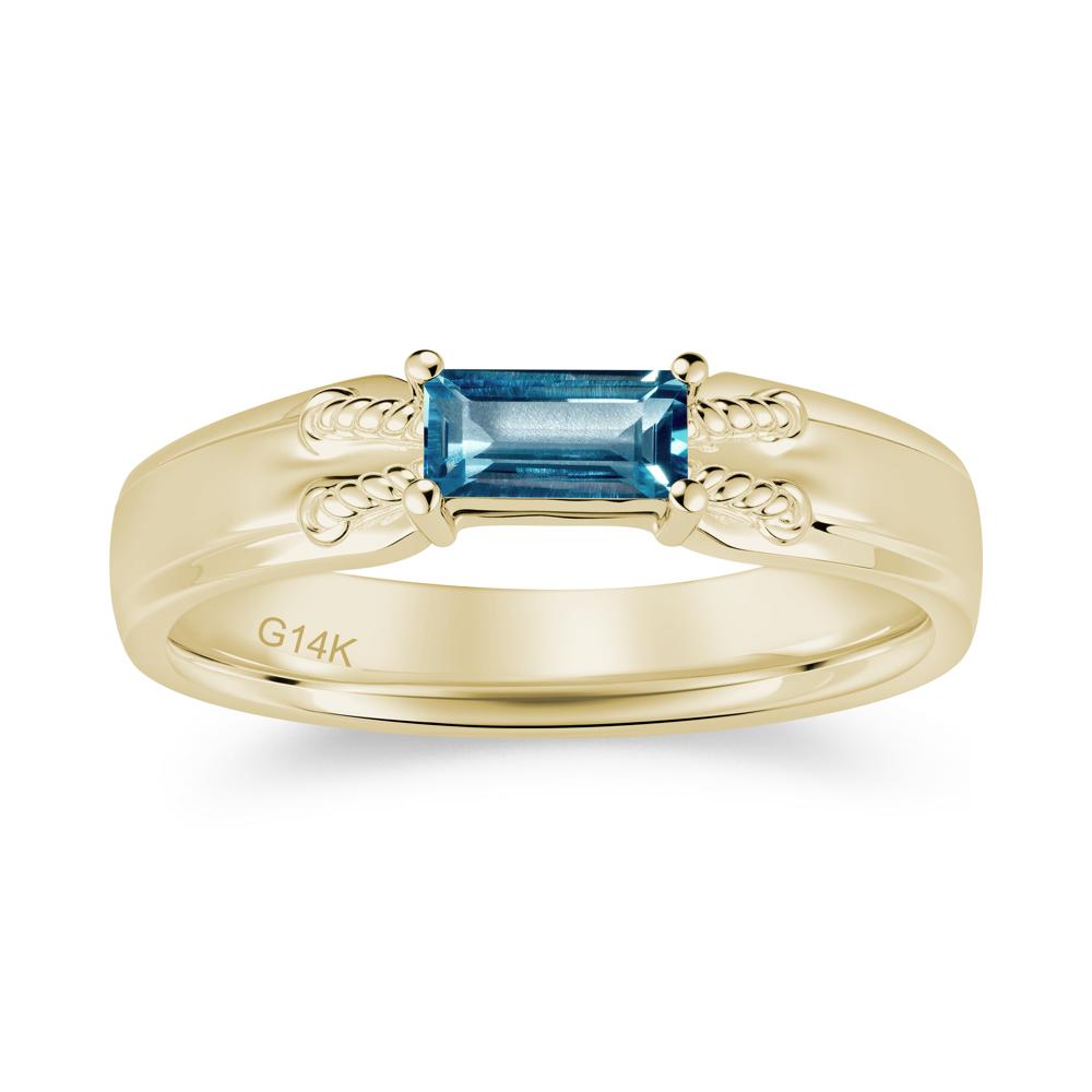 Vintage East West Baguette Cut London Blue Topaz Ring - LUO Jewelry #gemstone_London Blue Topaz