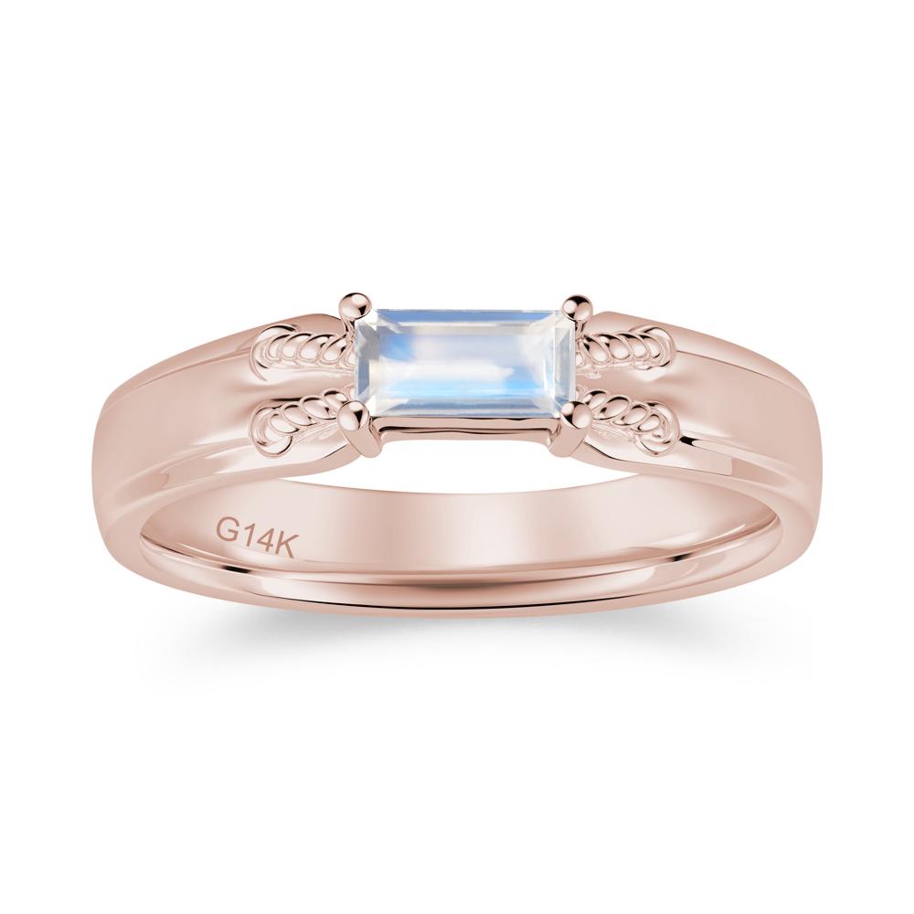 Vintage East West Baguette Cut London Blue Topaz Ring - LUO Jewelry #gemstone_Moonstone