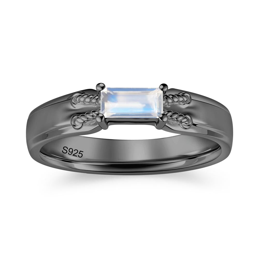 Vintage East West Baguette Cut London Blue Topaz Ring - LUO Jewelry #gemstone_Moonstone