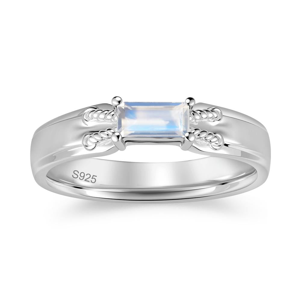 Vintage East West Baguette Cut London Blue Topaz Ring - LUO Jewelry #gemstone_Moonstone