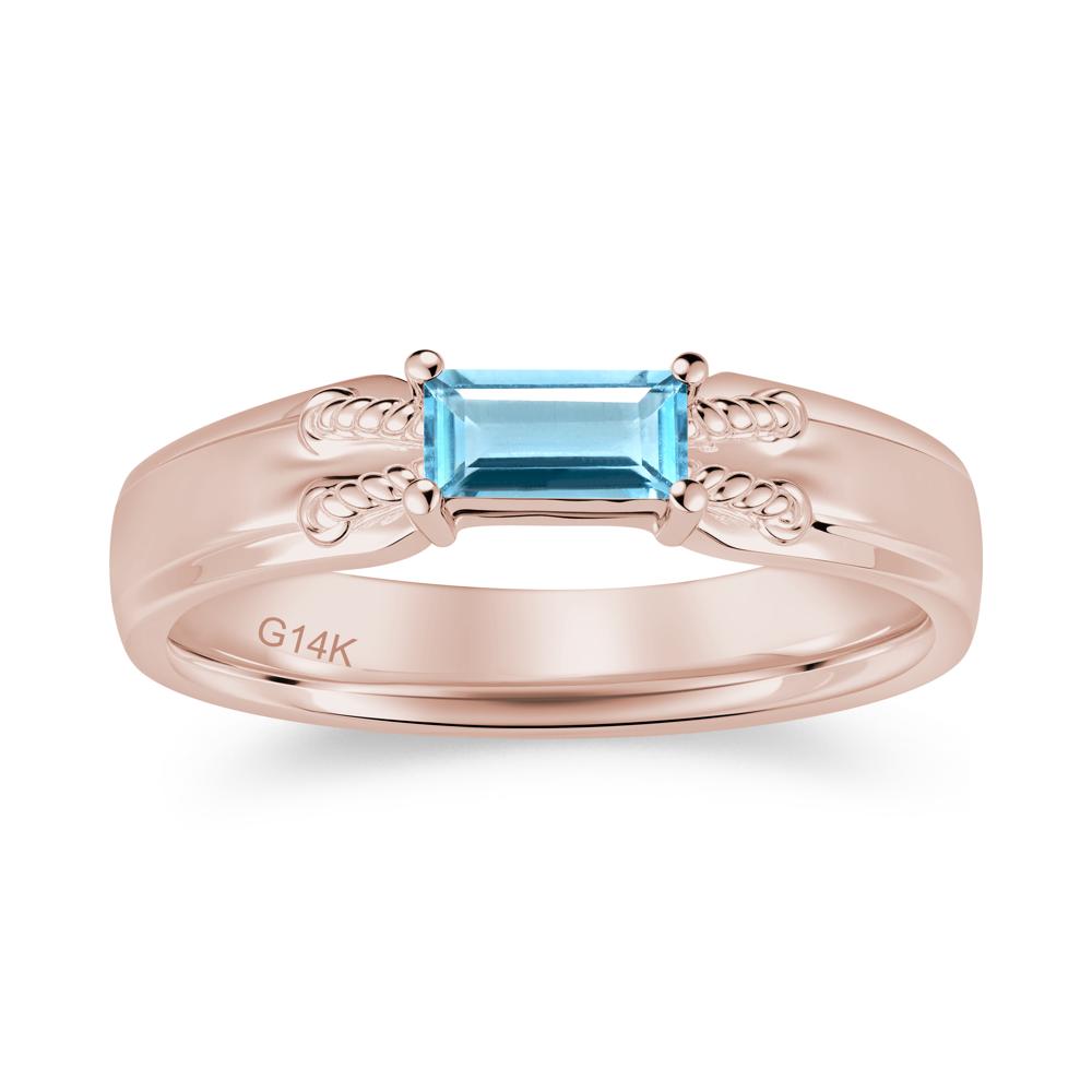 Vintage East West Baguette Cut London Blue Topaz Ring - LUO Jewelry #gemstone_Swiss Blue Topaz