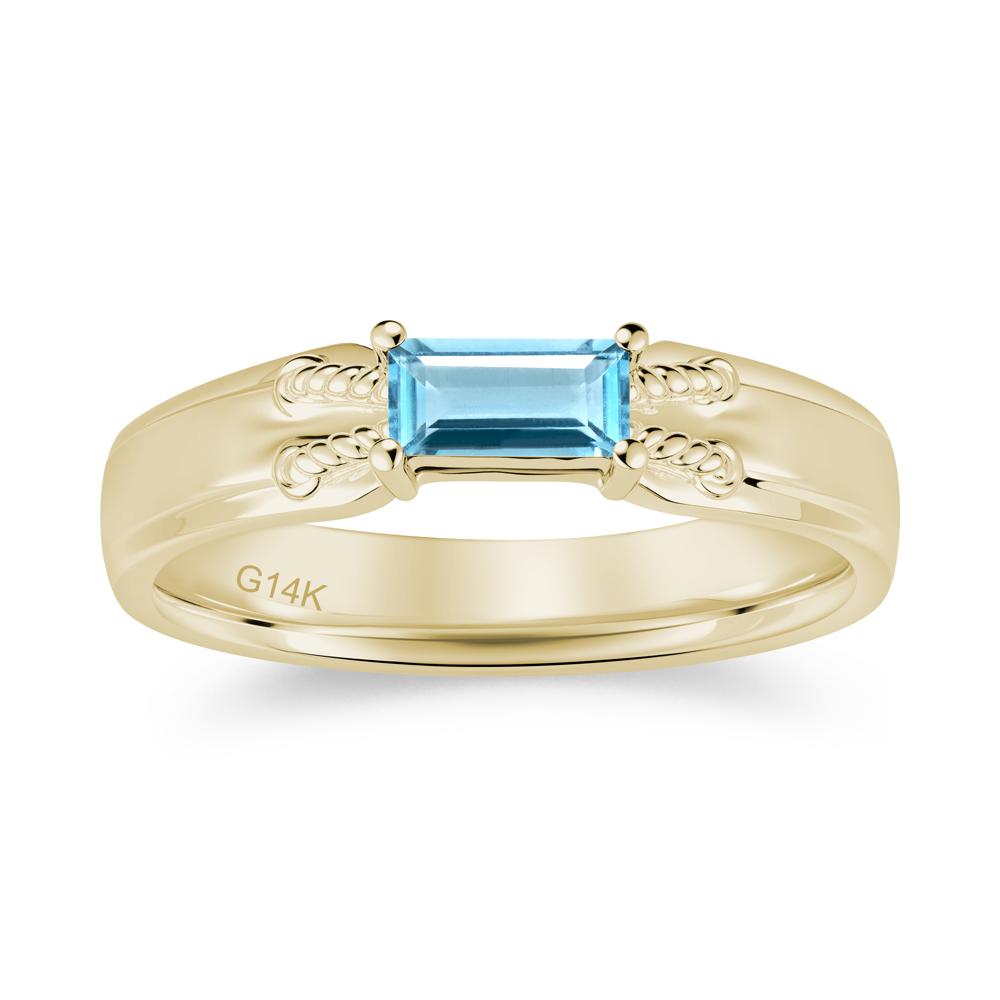 Vintage East West Baguette Cut London Blue Topaz Ring - LUO Jewelry #gemstone_Swiss Blue Topaz
