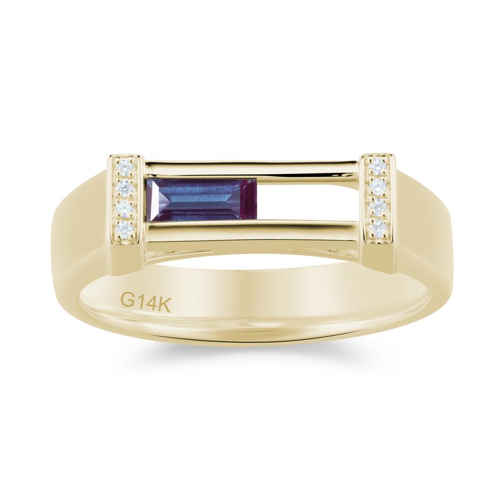 Movable Baguette Cut Petite Alexandrite Ring - LUO Jewelry #gemstone_Alexandrite