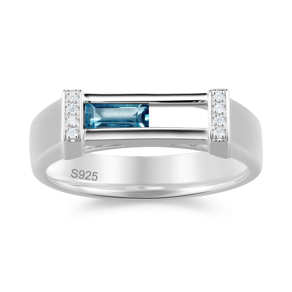 Movable Baguette Cut Petite Alexandrite Ring - LUO Jewelry #gemstone_London Blue Topaz