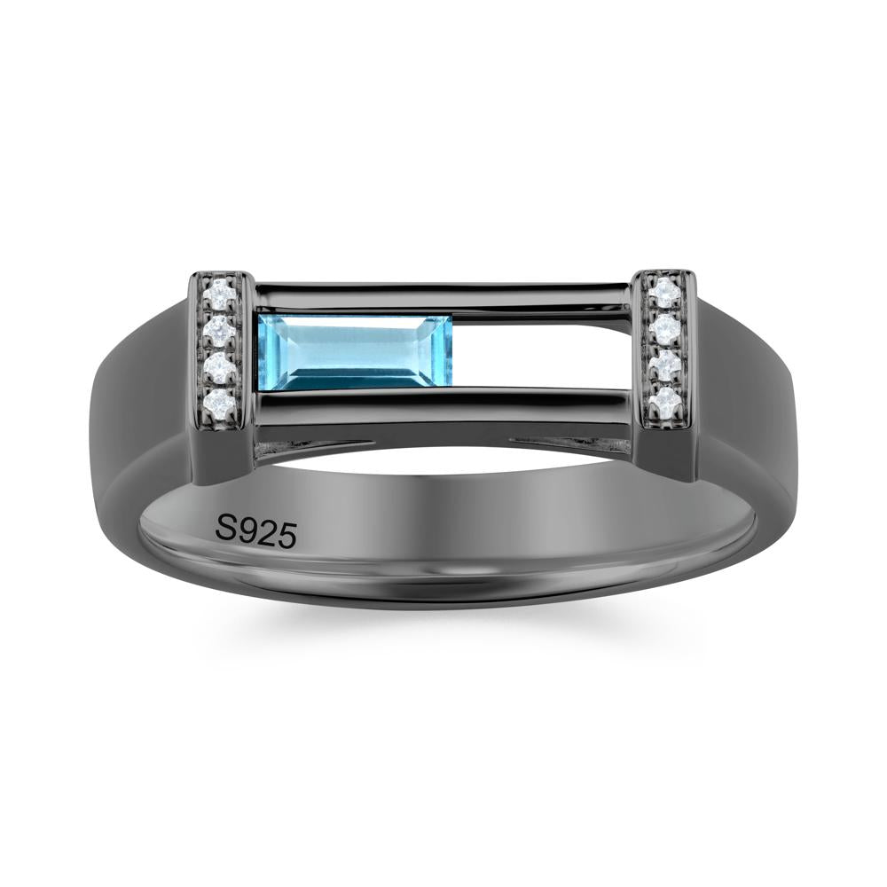 Movable Baguette Cut Petite Alexandrite Ring - LUO Jewelry #gemstone_Swiss Blue Topaz