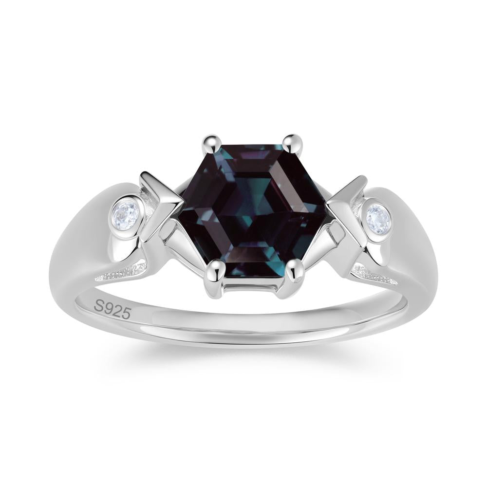 Hexagon Cut Alexandrite Art Deco Ring - LUO Jewelry #gemstone_Alexandrite
