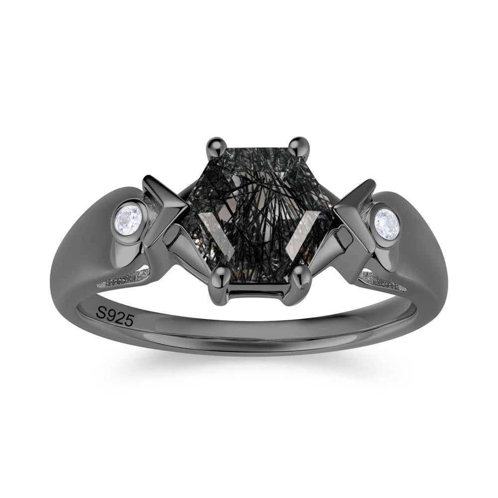 Hexagon Cut Alexandrite Art Deco Ring - LUO Jewelry #gemstone_Black Rutilated Quartz