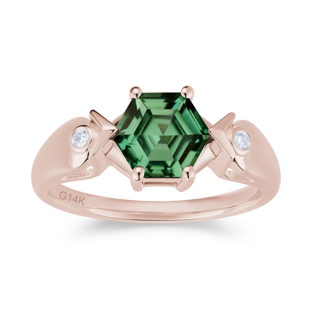 Hexagon Cut Alexandrite Art Deco Ring - LUO Jewelry #gemstone_Green Sapphire