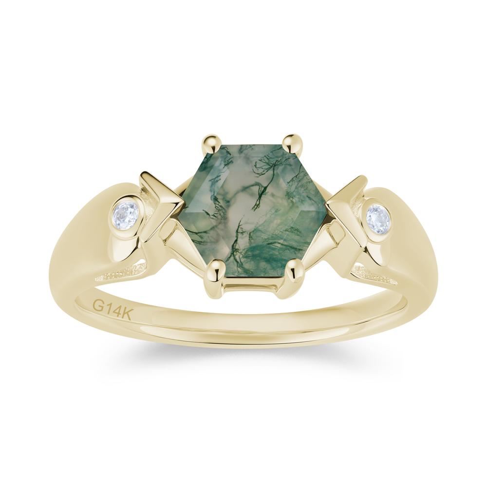 Hexagon Cut Alexandrite Art Deco Ring - LUO Jewelry #gemstone_Moss Agate
