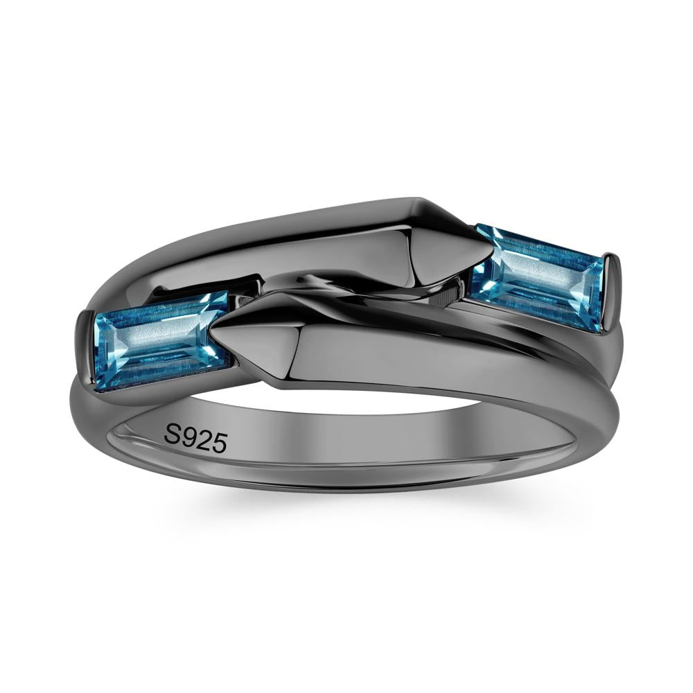 Toi Et Moi Bypass East West Garnet Ring - LUO Jewelry #gemstone_London Blue Topaz