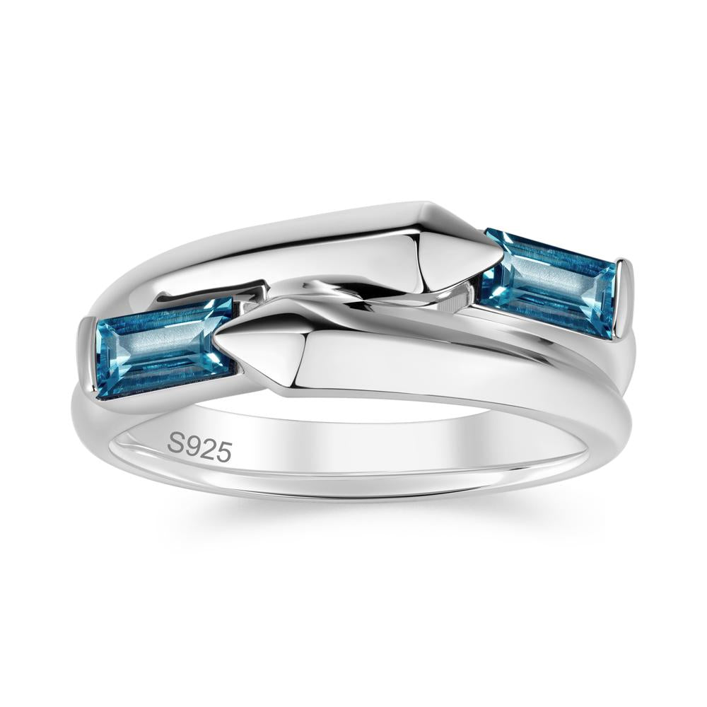Toi Et Moi Bypass East West Garnet Ring - LUO Jewelry #gemstone_London Blue Topaz
