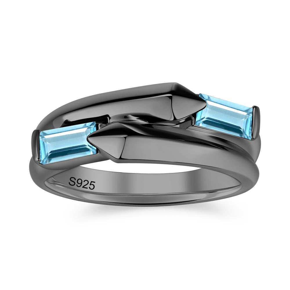 Toi Et Moi Bypass East West Garnet Ring - LUO Jewelry #gemstone_Swiss Blue Topaz