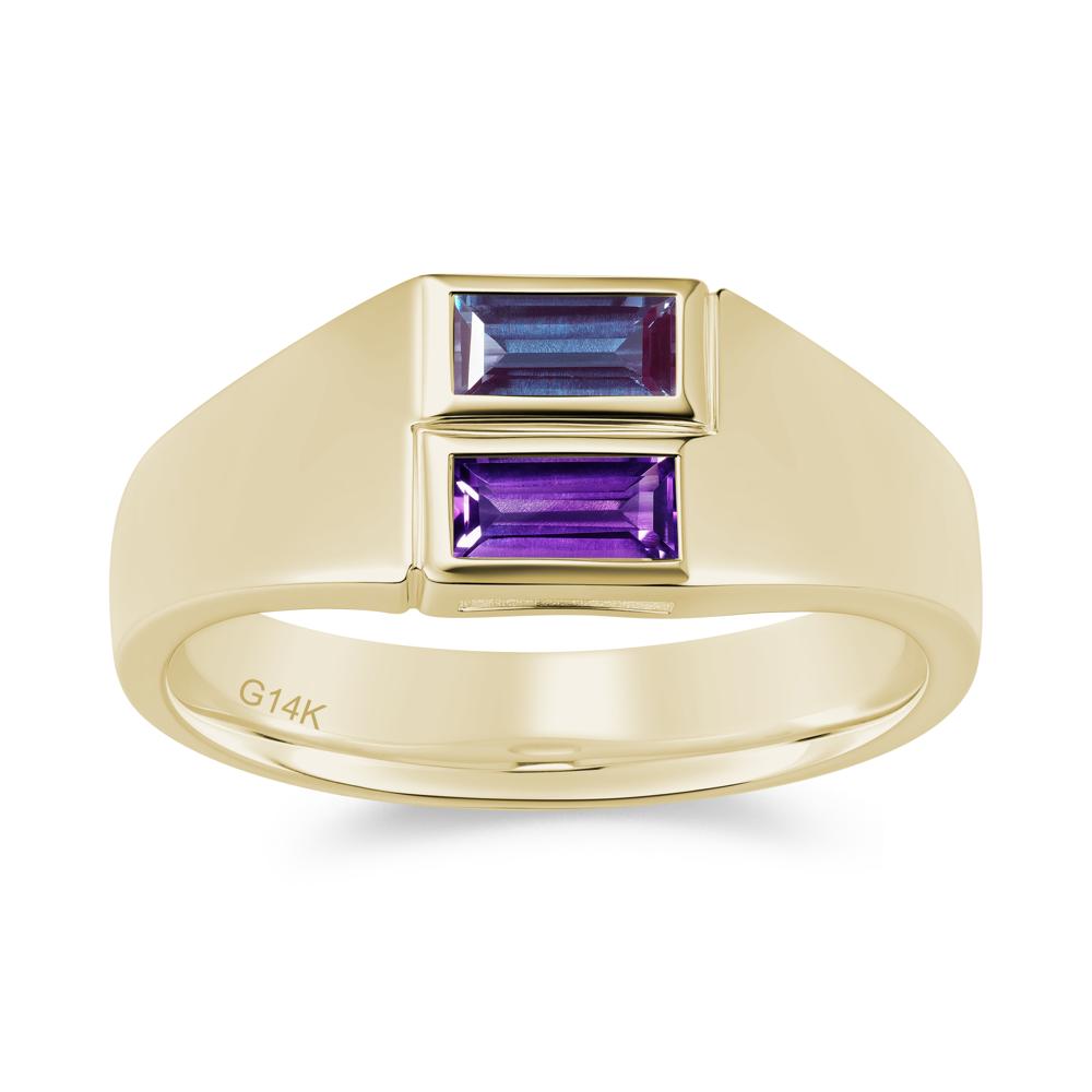 Toi Et Moi Sapphire and White Topaz Wide Band Ring for Mens - LUO Jewelry #gemstone_Alexandrite and Amethyst