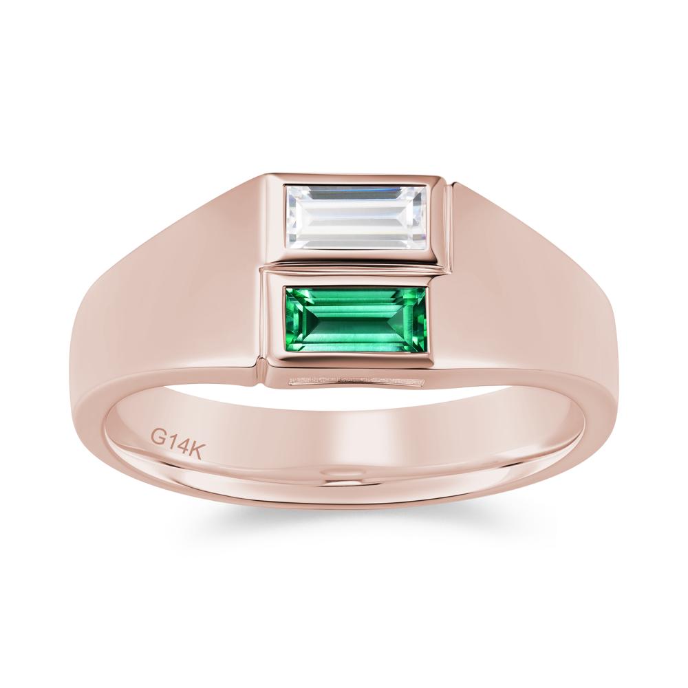 Toi Et Moi Sapphire and White Topaz Wide Band Ring for Mens - LUO Jewelry #gemstone_Cubic Zirconia and Emerald