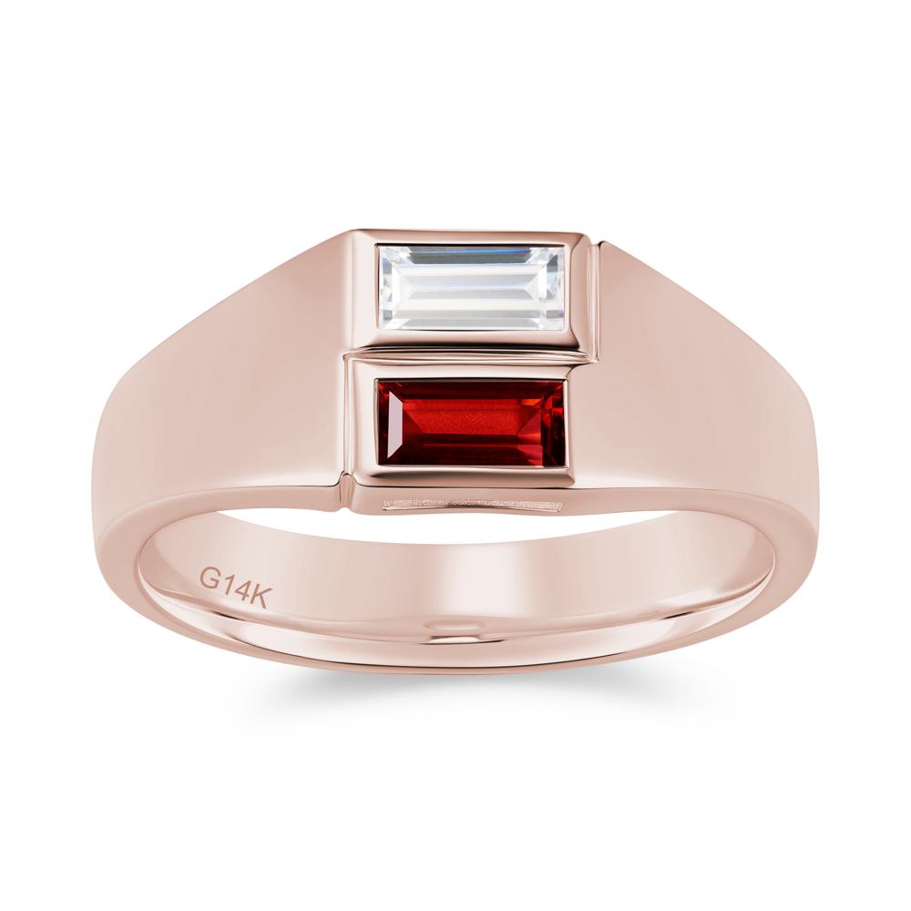 Toi Et Moi Sapphire and White Topaz Wide Band Ring for Mens - LUO Jewelry #gemstone_Cubic Zirconia and Garnet