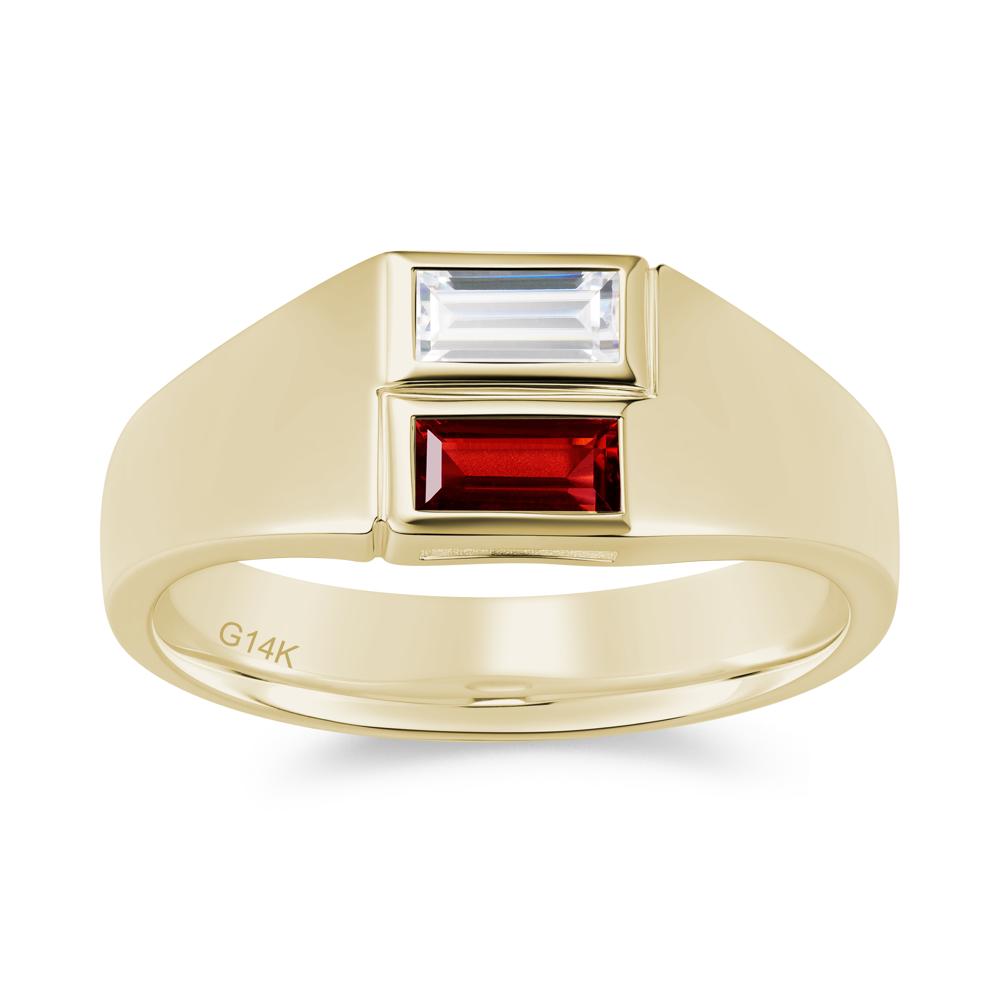 Toi Et Moi Sapphire and White Topaz Wide Band Ring for Mens - LUO Jewelry #gemstone_Cubic Zirconia and Garnet